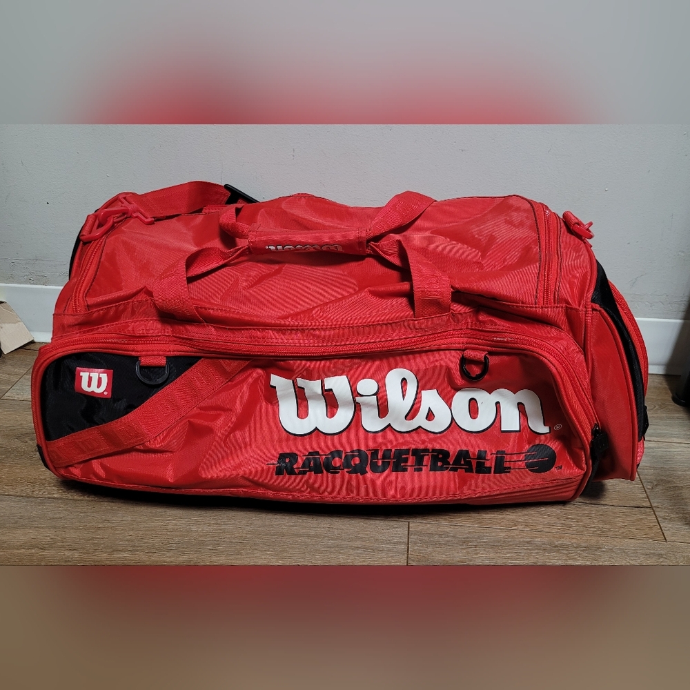 Wilson Red Tour Duffel Bag 24in" Outside Zip Pockets Vent Holes/Strap
